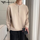 AX Armani Henry Collar White Sweatshirt Men's Spring and Autumn Texture Autumn Top Light Mature Style Long Sleeve T-shirt gam-6438 Stand Collar Long Sleeve Sweatshirt Desert Color M Weight 120Jin Jin is equal to within 0.5 kg