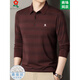 Montagut long-sleeved T-shirt men's mulberry silk autumn middle-aged and elderly dad casual striped lapel polo shirt 2636-Haqing L 170 suitable for 115-125 Jin Jin equals 0.5 kg