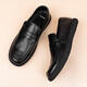 XO leather toe layer cowhide business casual leather shoes for men with soft soles, lazy slip-ons, Doudou Lefu men's shoes, black 41