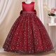 Calfit Children's Dress Skirt Flower Girl Catwalk Wedding Tutu Skirt Girls Princess Dress Piano Performance Clothes Red 160