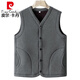 Pierre Cardin thickened velvet V-neck vest winter middle-aged and elderly grandfather vest vest dad polar fleece sleeveless jacket dark gray L