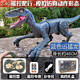 Children's remote control pterosaur airplane simulation dinosaur toy with cool sound effects four-axis drone aircraft boy gift Extra large five-way remote control Velociraptor - blue gift box