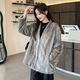 Muqiantang Mink Coat for Women V-neck Mink Fur Velvet Young Short Whole Mink Coat Mink Coat for Women Silver Blue Silver Blue One Size Recommended Weight (80-135)