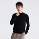 Lilan Light Fashion Men's Cashmere Blended Cardigan Sweater Men's Half Turtle Collar Solid Color Warm Long Sleeve Knitted Sweater Black (1Y) 2XL (180)
