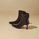 Daphne high-heeled short boots for women with thin heel and temperament autumn single boots 2025 new versatile European and American style ankle boots for women brown 38 (240mm) standard size