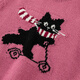 LAGOGO Naughty Cat Raspberry Pink Sweater Women Lagogu 2025 Winter New Round Neck Dopamine Sweater Pink S