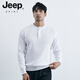 JEEP SPIRIT Henry collar long-sleeved sweater men's autumn American high-end muscular men's fitness all-match slim tight T-shirt B506 white M