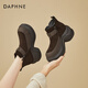 DAPHNE Daphne thick-soled short boots for women, fashionable retro plus velvet ankle boots for women, British small ones, heightening and warm women's boots, brown 37