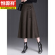 Hengyuanxiang Woolen Skirt Women's Autumn and Winter Long Skirt 2025 New Chinese Style High Waist Skirt Slim Umbrella Skirt Large Hem A-Line Skirt for Women Mocha Brown Autumn and Winter Woolen M 90-100Jin Jin is equal to 0.5 kg