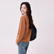 EAHCHANIE Lazy Yunxu Yichen 2025 Autumn New Sheep Wool Sweater Round Neck Relaxed Warm Sweater for Women Brown S (155)