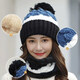 Woodpecker beautiful hat women's furry winter Korean style thickened knitted hat warm hat neck scarf windproof cycling ear protection woolen hat ++ acridine pink-single hat one size