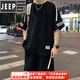 JEEP SPIRIT casual sports casual suit men's summer short-sleeved T-shirt men's black half-sleeved men's T-shirt teenagers a handsome set FKS653 black suit XL (about 130-150Jin Jin equals 0.5 kg can be worn)