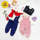G.DUCKKIDS off-season baby overalls suit winter outer wear plus velvet for boys and girls baby open jumpsuit children's down cotton pants red (regular style) one size fits all 90 80-90CM