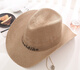 Cowboy-Hut Herren-Leinen Amerikaner westlicher Sommer Top Hut trendy Mädchen Jazzhut Strohhut Strandhut Sonne Hut atmungsaktiv off White M (56-58 cm)