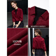Fanximan red and black French fake two-piece long-sleeved shirt for women 25 winter new lace contrasting turtleneck top A3251 red and black S (recommended 90-100Jin Jin equals 0.5 kg)