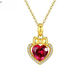 Beimixing Love Ruby Pendant Chain Necklace for Women 18k Gold Plated Titanium Steel Design Fashion Birthday Gift