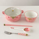 Sailotou instant noodle bowl three-piece set strawberry ceramic i-style double-eared soup bowl with lid student eating bowl cute girly tableware Strawberry instant noodle bowl + spoon + chopsticks