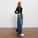 Three-color plus velvet 2025 winter new scimitar jeans casual loose trousers simple M haze blue L 165/72A