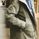 Playboy (PLAYBOY) 2025 new American retro fashion fishtail mid-length windbreaker jacket hooded parka coat cotton jacket for men spring military green version looser XL