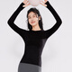 VICTORIATOURIST Sports T-shirt Women's Autumn and Winter Yoga Wear Tops Running Fitness Wear Pilates Training Slim Long Sleeve Bottoming Shirt Black M