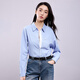 Chuyu Shirt Women's 2025 Autumn New European Style Multi-Color Bottoming Shirt Pure Cotton Versatile Top Sky Blue M