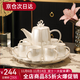 Yanze Light Luxury Wedding Gifts Wedding Gifts for the Couple Tea Set Glass Cup Ceramic Cup Housewarming Gift Swan Pearlescent Eight-piece Set-Gift Box