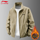 Li Ning 1990 coat men's autumn and winter velvet thickening loose windproof stand collar sports top casual trendy brand jacket men black spring and autumn style M 95-110Jin Jin equals 0.5 kg