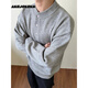 AKRJOKDKN old money style Henry collar sweater for men in autumn and winter, lazy style inner top, loose casual high-end sweater base, gray high quality XL