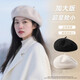 Scarecrow Beret 2024 Autumn and Winter New Wool Fashion Big Head Hat Retro Face-Showing Little Painter Hat Beige Milky White - Upgraded Big Head Circumference (Suitable for 56-62 Big Head Circumference) One Size