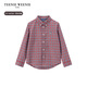 Teenie Weenie Kids 25th Autumn Boys and Girls College Long Sleeve Plaid Shirt Burgundy 120cm