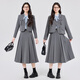 Age-reducing college style formal occasion suit skirt formal college student teaching interview speech defense suit two-piece suit four-button_black suit + blue shirt + skirt_free belt S