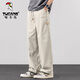 Woodpecker Casual Pants Men's Autumn and Winter Plus Velvet American Cotton Casual Pants Men's Trendy Loose Straight Sports Wide-leg Trousers Khaki XL (Recommended 125-150 Jin Jin equals 0.5 kg)