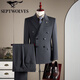Septwolves Jacket Expert Double Breasted Wool Suit Men's Suit Business Formal High Quality Slim Plus Size Groom Wedding Suit Three Piece Dark Gray Single Piece Suit L (110-125Jin Jin equals 0.5kg)