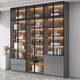 Melan bookcase with glass door display wine cabinet home living room hand-made integrated wall to top bookshelf solid wood walnut color 40 single door walnut color installation included standard version delivered to the home