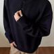 Gray American Henry collar sweater for men, early autumn, lazy style bottoming sweater, cleanfit inner layer, black 2XL