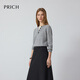 PRICH Fashionable Round Neck Fake Two-Piece Knitted Sweater 2025 Autumn Temperament Commuting Top Women Light Gray 155