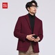 Red bean casual wool single suit men's jacket spring and autumn business Korean style suit men's single suit top burgundy 4XL 195
