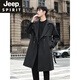JEEP SPIRIT high-end windbreaker men's medium-length coat 2025 new spring and autumn youth black casual cloak men's coat black M