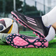 Cristiano Ronaldo F50 football shoes Mercurial 19AG long spikes for men and women, children, adults, low-top grass training non-slip breathable shoes, black pink plum spikes--Zhuo's 966 37