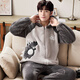 Teenage Love Story Men's Pajamas Autumn and Winter Coral Velvet Winter Plus Velvet Thickening Warm Teenagers Large Size Men's Home Clothing Set 140 Crocodile XL Male Height 168-176 Weight 128-150 Jin Jin is equal to 0.5 kg