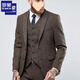 Romon Peaky Blinders retro wool suit jacket autumn British tweed slim casual men's dress suit winter dark gray top XL
