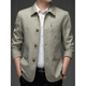 BESNOS spring and autumn pure cotton windbreaker men's short business casual middle-aged and elderly men's dad jacket thin jacket top light khaki M /170 (suitable for 110-135Jin Jin equals 0.5 kg)