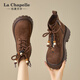 La Chapelle thick-soled Martin boots for women, new autumn and winter heightening short boots for small people, one-legged work boots, brown 36