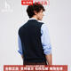 HAZZYS autumn new henley collar cardigan vest sweater men's solid color fashionable inner top navy blue M 170_92A_46