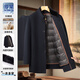 Romon sheep wool woolen woolen coat men's mid-length autumn and winter removable goose down lining warm coat