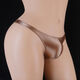 Men's low-waist thong nylon oil shiny silky U convex bag men's sexy glossy underwear high elastic tight T-pants white M M