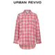 UR2025 new winter women's fashion trendy contrasting plaid raw edge cardigan shirt UYV250066