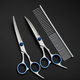 Pengyi pet scissors, professional hair trimming and grooming tools, dog hair cutting curved scissors, dog teddy shearing hairdressing scissors, pet grooming set, upper bending + lower bending + combing