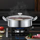 Jianyang stainless steel extra thick mandarin duck pot one-piece high temperature resistant household large capacity commercial hot pot shabu-shabu with lid food grade stainless steel 1 inch 32CM with lid