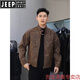 JEEP SPIRIT Maillard leather jacket men's motorcycle style autumn top trendy brand handsome American retro brown high-end leather jacket brown M